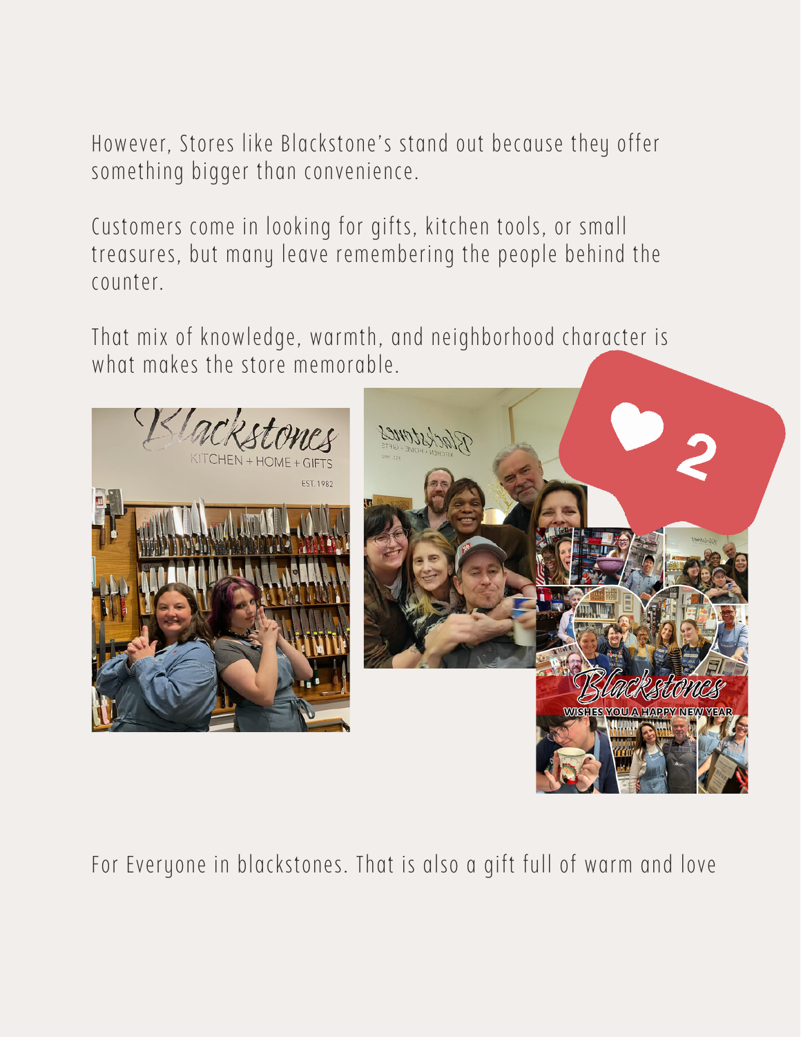 Page five of the profile, with closing reflections on the shop